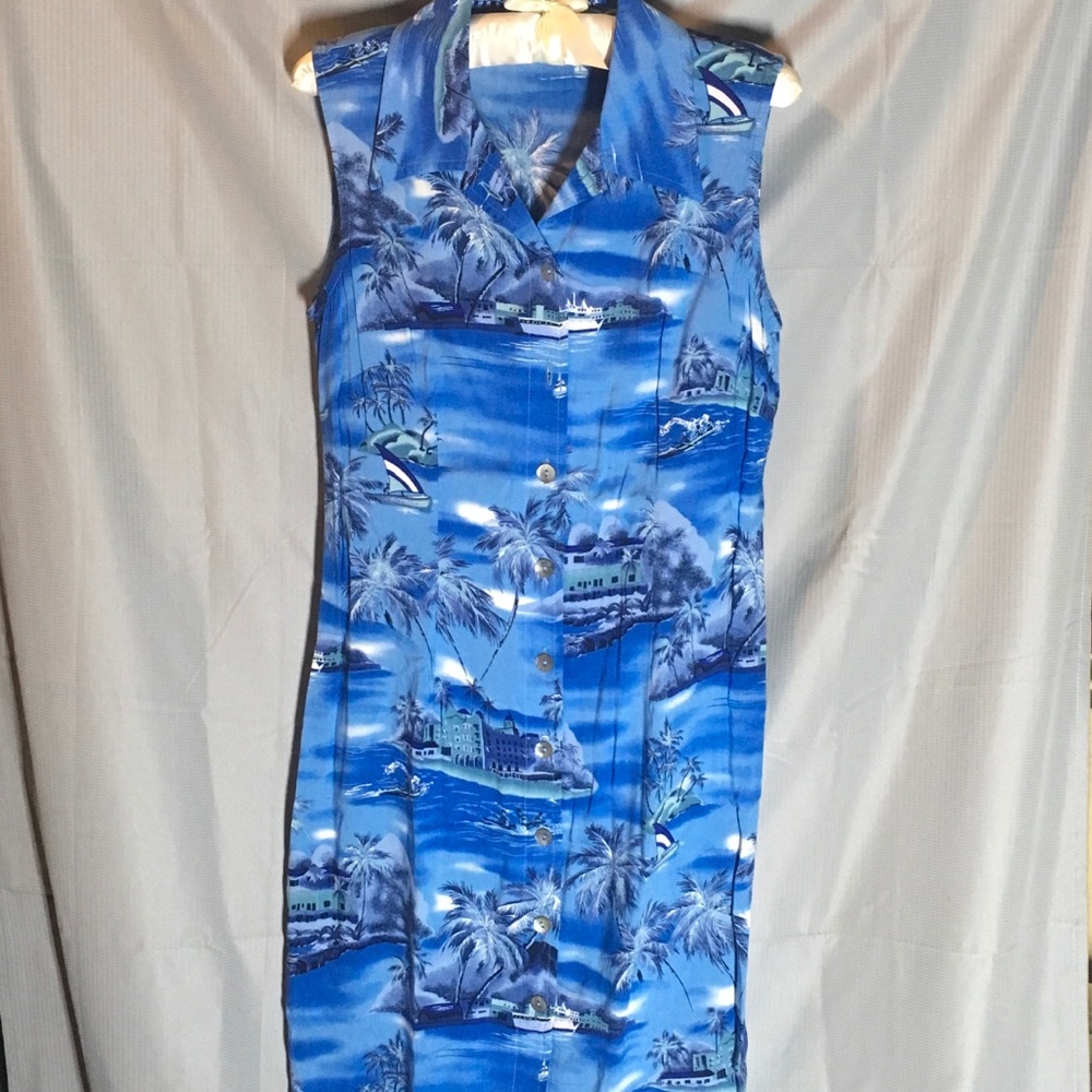 Seaside Print Button Front Dress